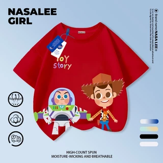 [จัดส่งภายในวันเดียว] เสื้อยืดการ์ตูนสีฟ้าและขาว สำหรับเด็กและเยาวชน อายุ 3-16 ปี ทำจากผ้าฝ้ายระบายอากาศ