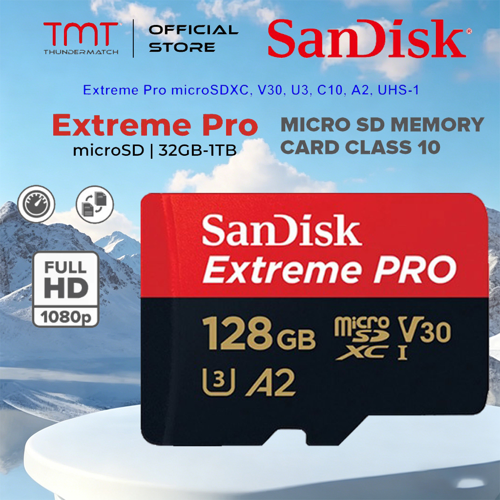 SanDisk Extreme Pro microSDXC 256GB / 512GB A2 (SDSQXCD) ความเร็วสูงสุด อ่าน 200MB/s เขียน 140MB/s microSDXC 256GB V30 U3 C10 A2 200MB/s