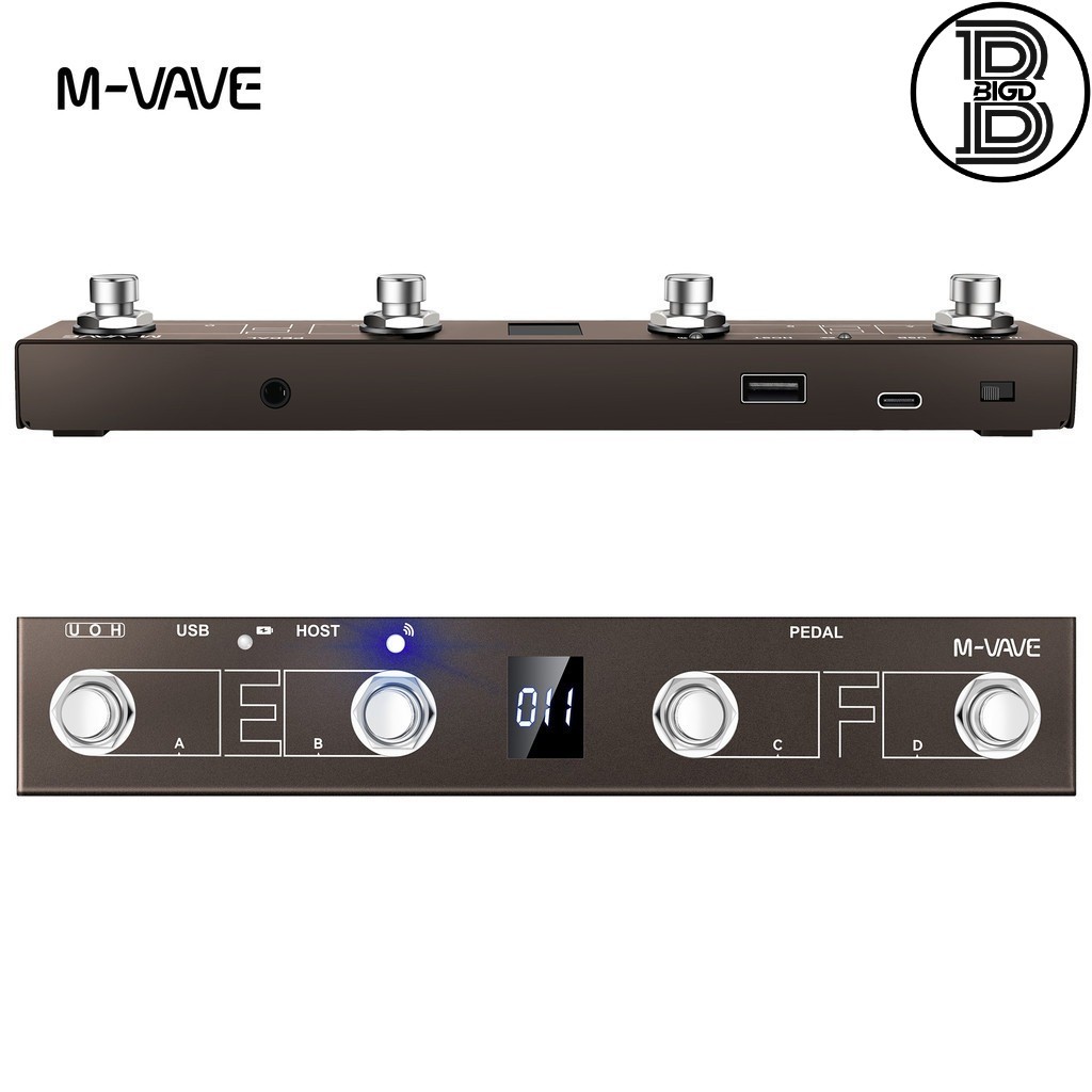 M-vave Chocolate Plus คีย์บอร์ดคอนโทรลเลอร์ Midi ไร้สาย 4 ปุ่มสวิตช์เท้ารองรับ MIDI