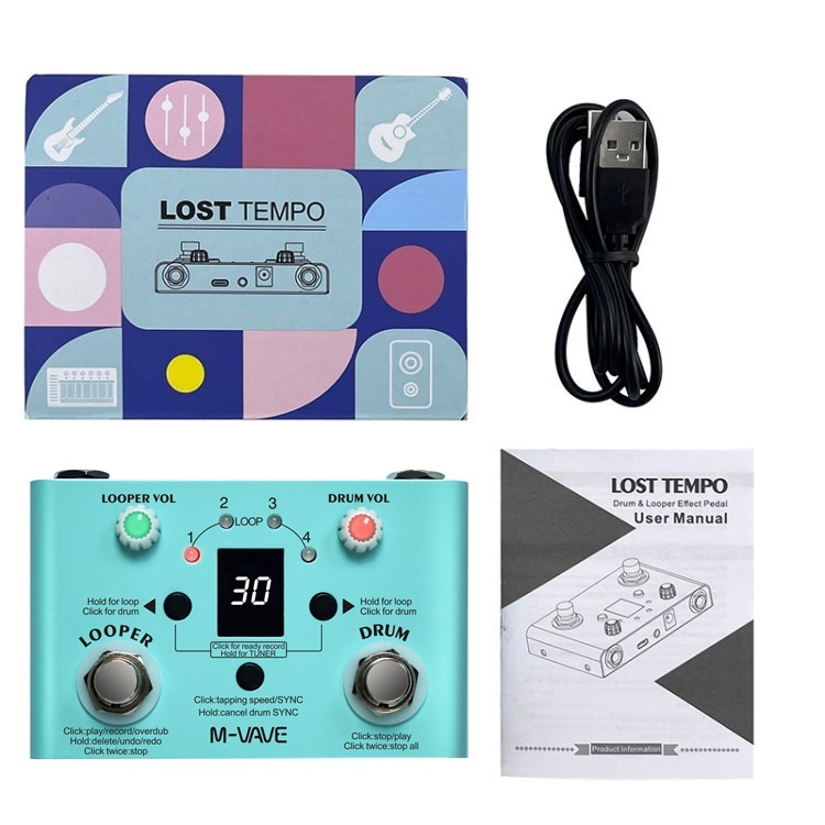M-VAVE Lost Tempo Drum Machines Looper กีตาร์เหยียบโมดูลมัลติฟังก์ชั่นความแม่นยําสูง