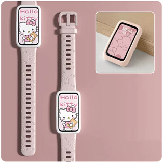 3D Carved Cat Watch Strap Case Compatible For Huawei Band 10 สาย Huawei Band 9 Strap เคส Huawei Band 8/8NFC/9/9NFC/ เคส Huawei Band 10 Case สาย Huawei Band 9 Strap Huawei band 8 สาย Watchband Huawei Band 8 Case Replacement สาย Huawei Band 10 Strap Case