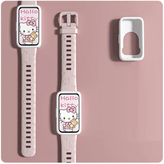 3D Carved Cat Watch Strap Case Compatible For Huawei Band 10 สาย Huawei Band 9 Strap เคส Huawei Band 8/8NFC/9/9NFC/ เคส Huawei Band 10 Case สาย Huawei Band 9 Strap Huawei band 8 สาย Watchband Huawei Band 8 Case Replacement สาย Huawei Band 10 Strap Case