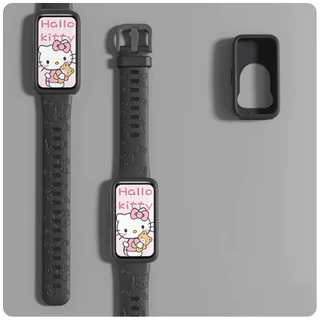3D Carved Cat Watch Strap Case Compatible For Huawei Band 10 สาย Huawei Band 9 Strap เคส Huawei Band 8/8NFC/9/9NFC/ เคส Huawei Band 10 Case สาย Huawei Band 9 Strap Huawei band 8 สาย Watchband Huawei Band 8 Case Replacement สาย Huawei Band 10 Strap Case