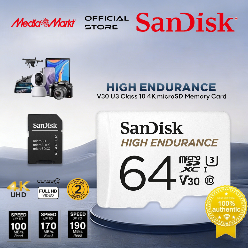 (ส่งด่วน) SANDISK Micro SDcard แท้ High Endurance 32GB/64GB/128GB (100MB) UHS-I Class10 U3 V30 Memory card เมม