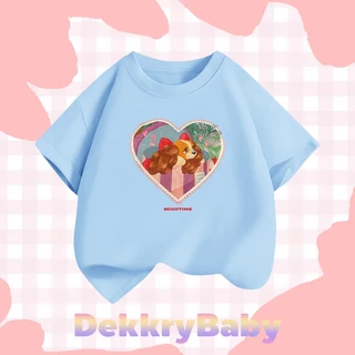 【จัดส่งตลอด 24 ชั่วโมง】Dekkry Baby หน้าร้อน เด็กผู้หญิง ลายหัวใจและกวาง แฟชั่นน่ารัก เสื่อยืด แขนสั้น เสื้อเด็ก ใส่ง่าย ใส่สบาย YG507