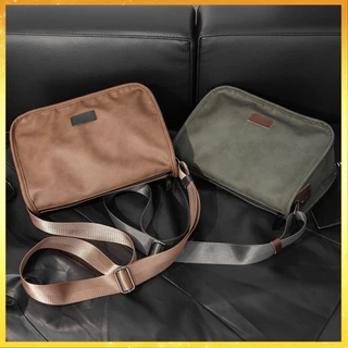 Nubuck หนัง Retro Crossbody กระเป๋าฤดูร้อน Commuter กระเป๋าสี่เหลี่ยมเล็กผู้ชายสะพายไหล่กลางแจ้งขี่จักรยาน Crossbody กระเป๋า