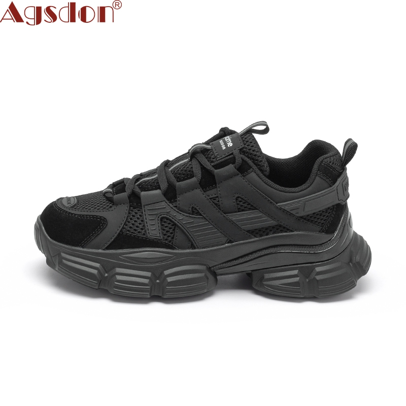 Agsdon Daddy รองเท้าผู้หญิงสไตล์ใหม่หนา Soled รองเท้าผ้าใบเพิ่มความสูง All-Match แฟชั่นสบายร้อน @-