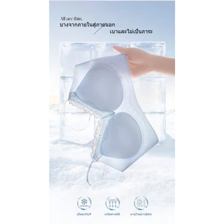 VVLWomen Lace Seamless Wireless Bra, Breathable Thin Strap Bralette, All-day Comfort Push Up ชุดชั้นใน