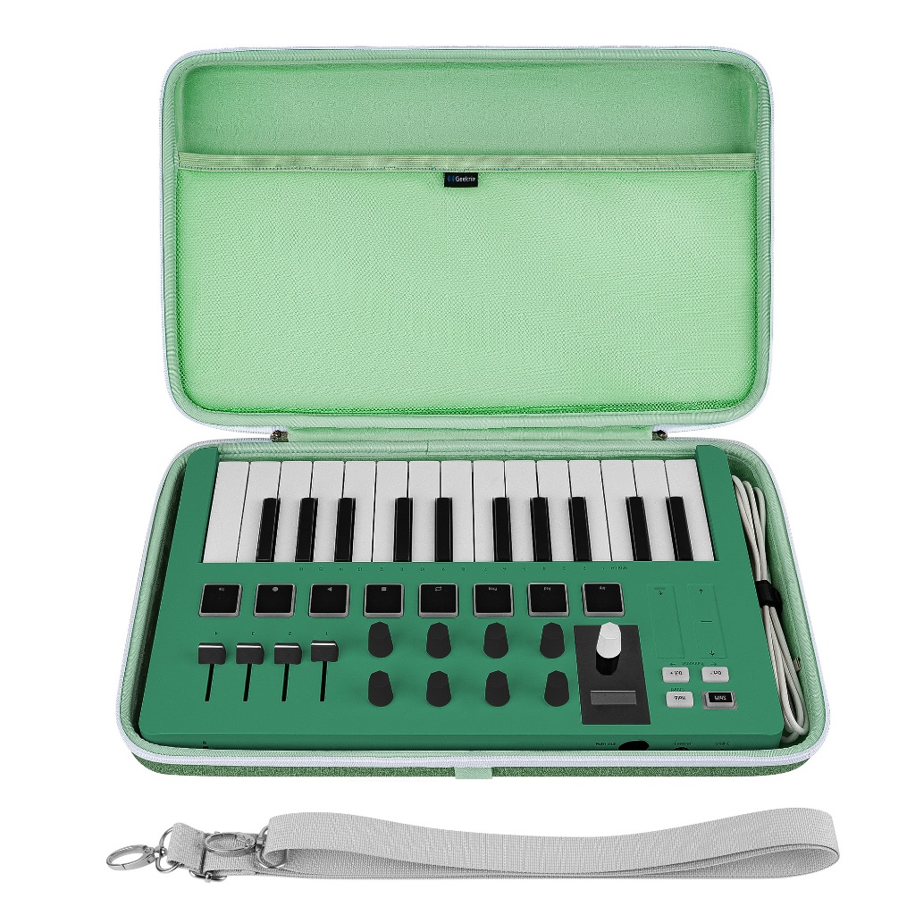 เคสมือควบคุมคีย์บอร์ด Geekria เข้ากันได้กับ Arturia MiniLab 3 / MiniLab MkII 25 Slim-Key (สีเขียวมิ้นต์)