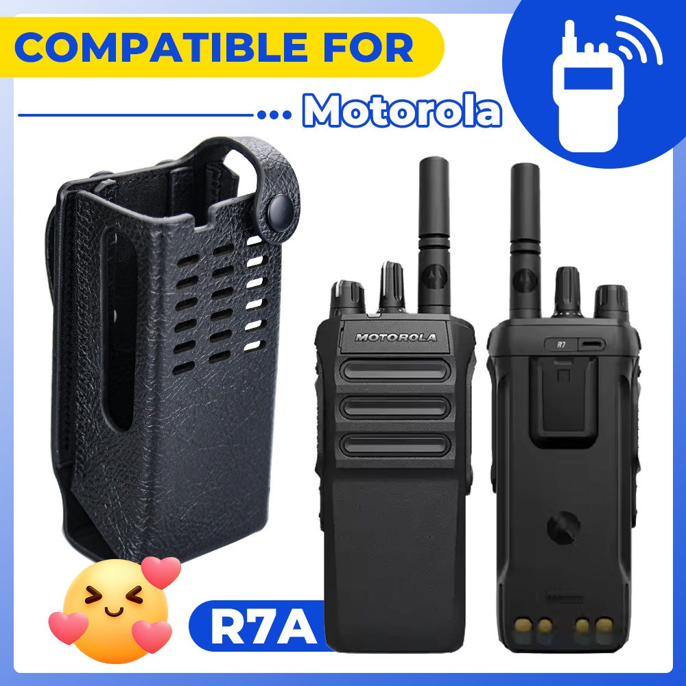 {PT-40}ซองหนังแข็งสีดําพร้อมสายสะพายไหล่แบบปรับได้สําหรับ Motorola R7A Walkie Talkie