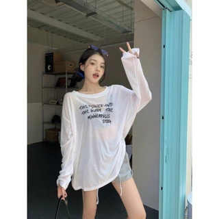 Hotpink ส่งจาก Bangkok🔥เสื้อคลุมกันแดดผู้หญิงสไตล์อเมริกันแนว "ฮอตเกิร์ล" เนื้อบางเบา โปร่งแสงเล็กน้อย ใส่ได้ในห้องแอร์ ฤดูร้อน ทรงหลวม สไตล์เกาหลี แขนยาว ทันสมัยและอินเทรนด์