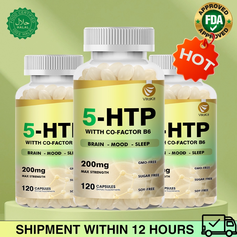 ยาฆ่าเครียดอารมณ์! แคปซูลกรดอะมิโน 5-HTP ธรรมชาติ | ช่วยร่างกาย ไซโนธีไซด์ เซโรโทนิน บรรเทาความวิตกกังวลตามธรรมชาติและเพิ่มอารมณ์บวก,