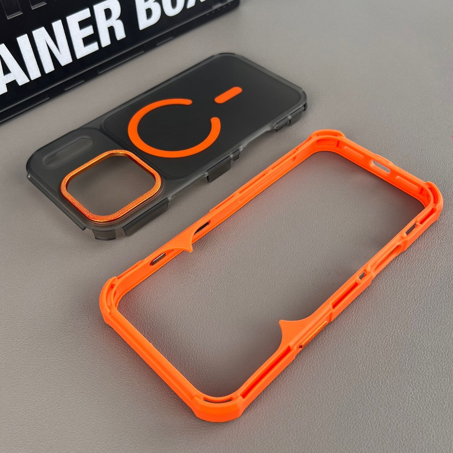 【Four-corner drop protection/Matte acrylic hard case/Orange】เคส compatible for iPhone 11 12 13 14 15 16 17 pro max 16E SE4 17E case