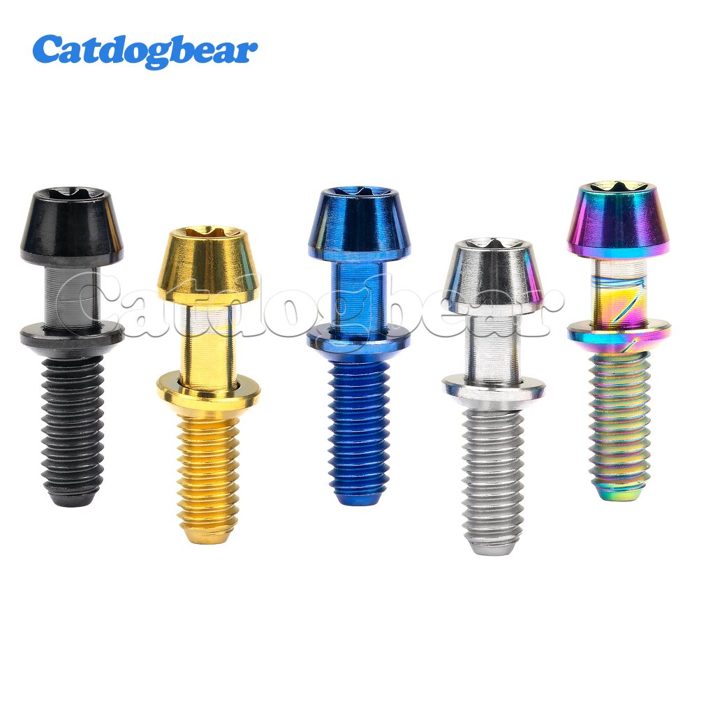 Catdogbear Titanium Bolt M4X15.4mm Titanium Bolt พร้อมเครื่องซักผ้าสกรูไทเทเนียมสําหรับ Ritchey C260 จักรยาน Stems