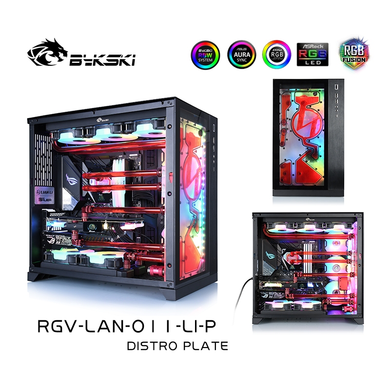 Bykski RGV-LAN-O11-LI-P แผ่นกระจายด้านหน้า Waterway Board / Manifold Solution สําหรับ Lian Li O11 Dy