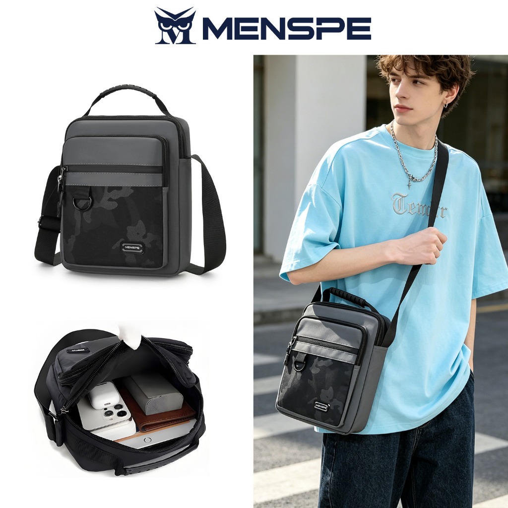 MENSPE กระเป๋าไหล่ผู้ชายกันน้ำ ผ้าออกซ์ฟอร์ด จุเยอะ น้ำหนักเบา หลายช่อง ใส่ได้ทุกวัน