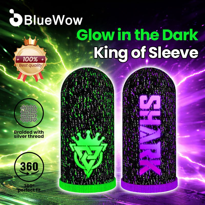 NoctilucoosBlueWow Shark King Gaming Finger Sleeves | บางเฉียบระบายอากาศ | ผ้าคลุมนิ้วหัวแม่มือหน้าจอสัมผัสป้องกันเหงื่อสําหรับเล่นเกมมือถือ