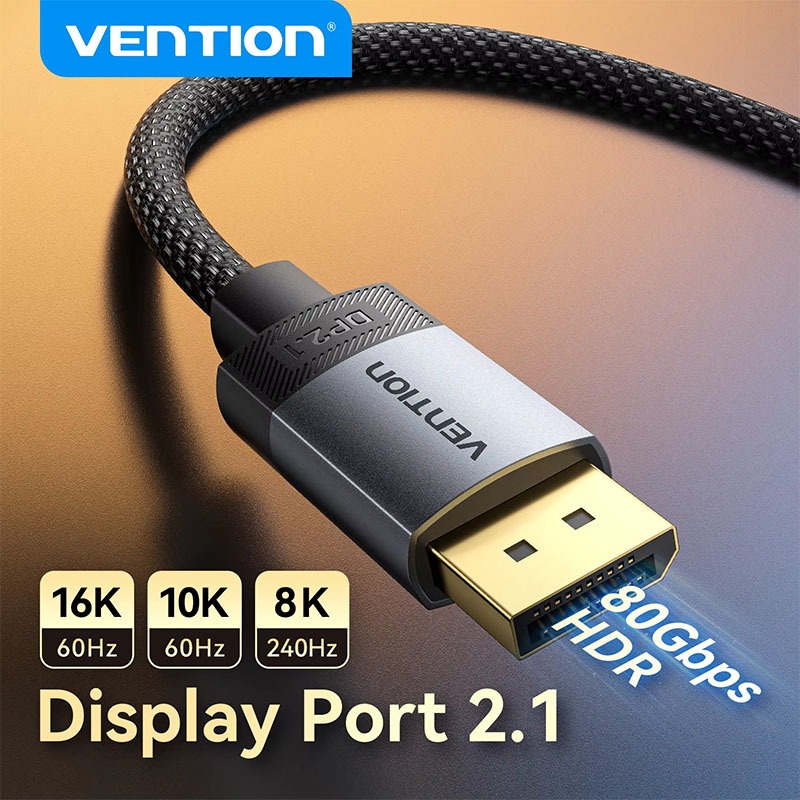 Vention Displayport Cable 16K DP 2.1 8K240Hz 80Gbps Video Audio Cable กล่องทีวีคอมพิวเตอร์ DP Cable 