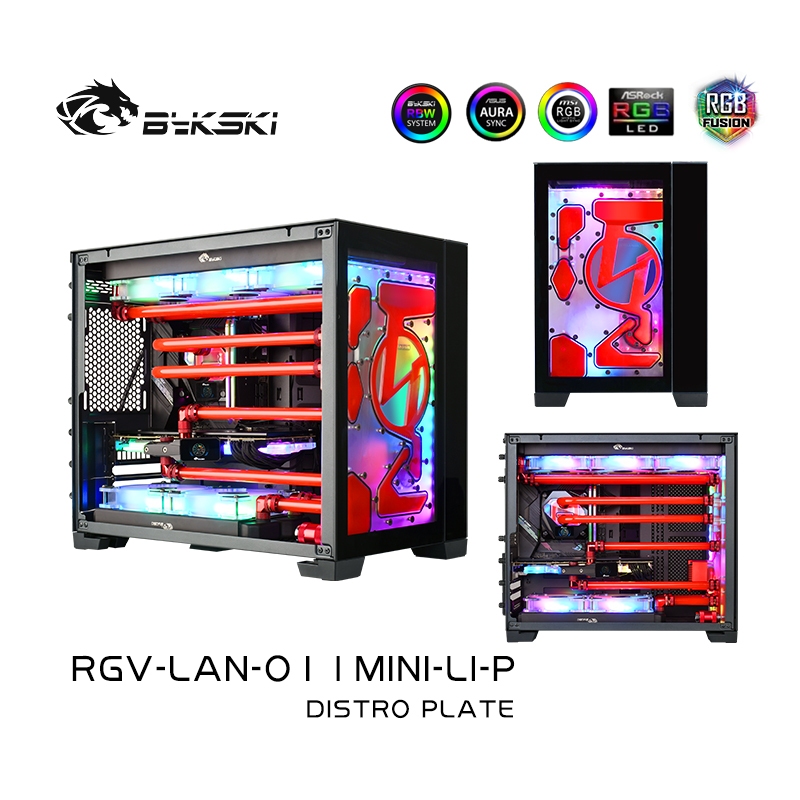 Bykski RGV-LAN-O11MINI-LI-P แผ่นกระจายด้านหน้า Waterway Board Solution สําหรับ Lian Li O11 Mini.