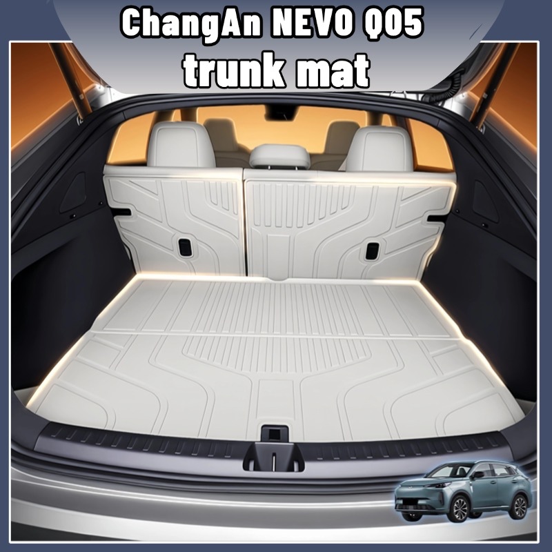 ถาดท้ายรถ ChangAn NEVO Q05 TPE 6D ครอบคลุมเต็ม กันน้ำ กันฝุ่น ทนทาน ทำความสะอาดง่าย ดำ เทา ติดตั้งง่าย อุปกรณ์เสริม