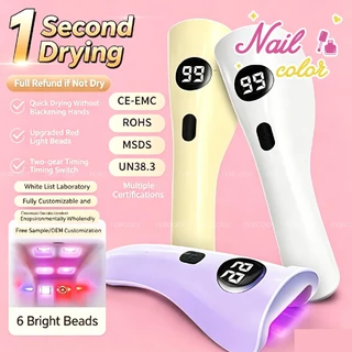 แหล่งกําเนิดแสงสองสีแดงสีน้ําเงิน✨โคมไฟทําเล็บ (มี 3 สี) จอแสดงผล นํา โคมไฟทําเล็บแบบพกพาไร้สายมือถือทําเล็บโคมไฟแบนน้ําหนักเบาสวยรู้สึกดีอายุการใช้งานแบตเตอรี่ยาวนานร้านทําเครื่องส่องไฟเฉพาะ