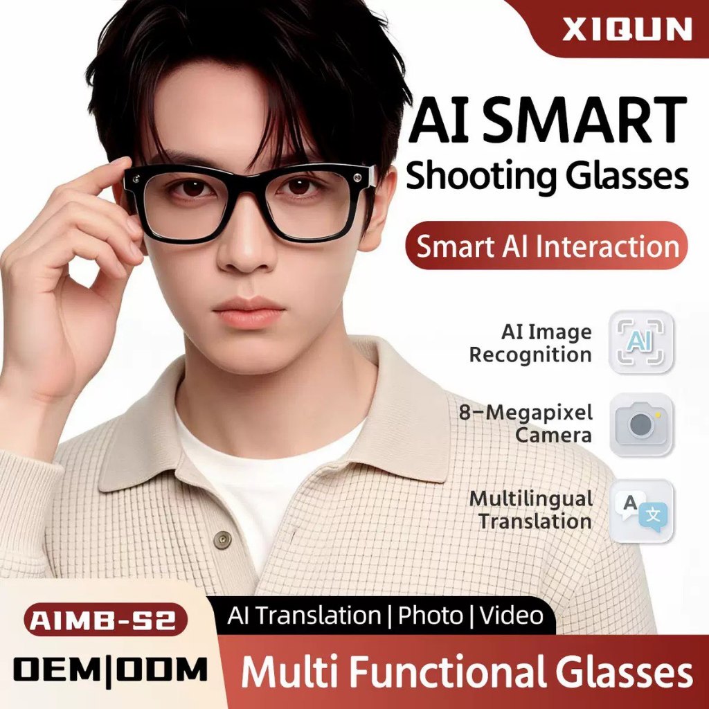 AIMB แว่นตากล้องอัจฉริยะ TOP S2 max HD Call Voice Assistant Anti Blue-Light แว่นตากันแดดเพลง VS v3 G