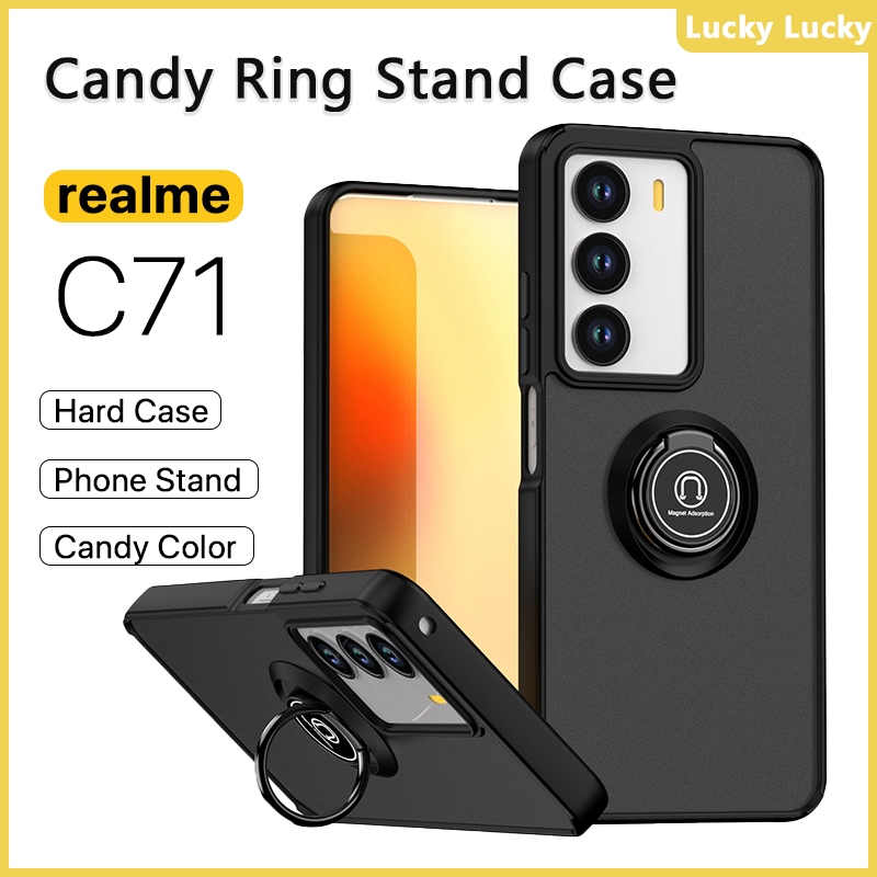 เคส Realme C73 C71 C65 C63 C61 C55 C53 C51 หรา ที่วางแหวนอะครีลิคแบบแข็ง เคส กันกระแทก รองรับรถ ที่ว
