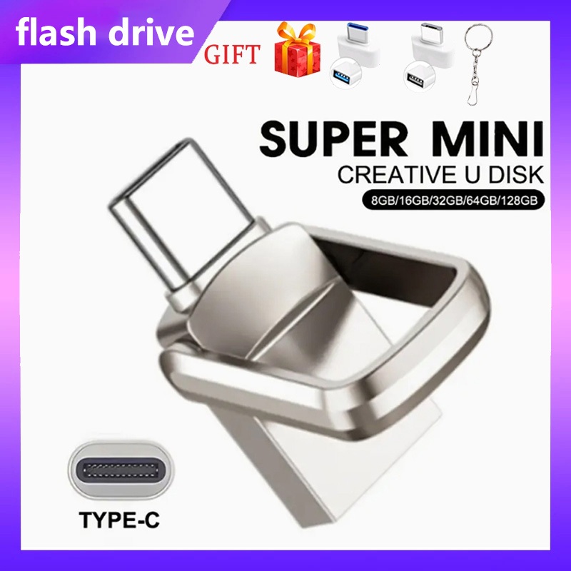 【✅COD] แฟลชไดรฟ์ Type-C 2 in 1, ดิสก์ U ความเร็วสูง USB 3.1, 32GB/64GB/128GB/256GB/512GB/1TB/2TB, พร้อมอะแดปเตอร์ OTG, เหมาะสําหรับ iPhone, PC, iPad, Android