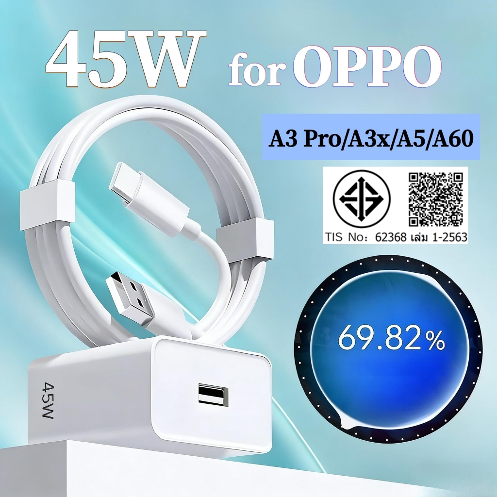 สําหรับ OPPO 45W Super VOOC fast CHARGING Type-C สายชาร์จสําหรับ OPPO A5 Pro A3x Reno13 F A60 A3 Reno12 11 10 9 8 7 F A3 Pro F29