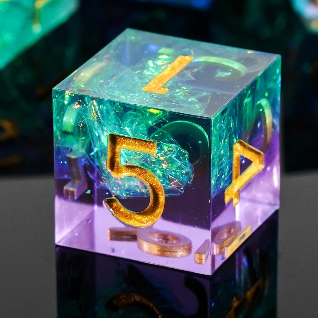 DND Dice Set Dice Sharp Edged Dice Set 7 DND Faceted Dice Golden Numbers และกล่องเหล็กที่สวยงามเหมาะ