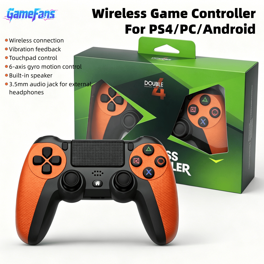 ตัวควบคุมเกมไร้สาย ปรับให้เข้ากับ PS4/PC/Android หกแกน Gyroscope Somatosensory ควบคุมการสั่นสะเทือนฟังก์ชั่นลําโพงทัชแพด