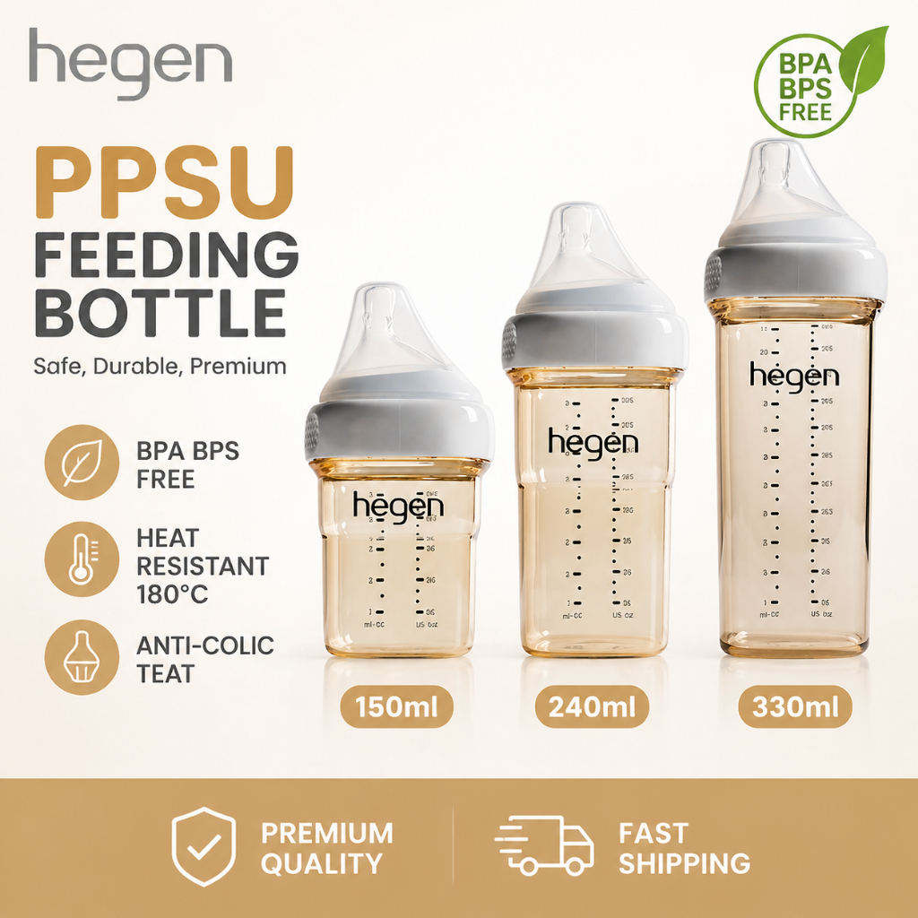 Hegen ขวดนมเด็ก PPSU 150ML/240ML/330ML, 5OZ/8OZ/11OZ, ขวดนมป้องกันอาการโคลิคพร้อม Teat