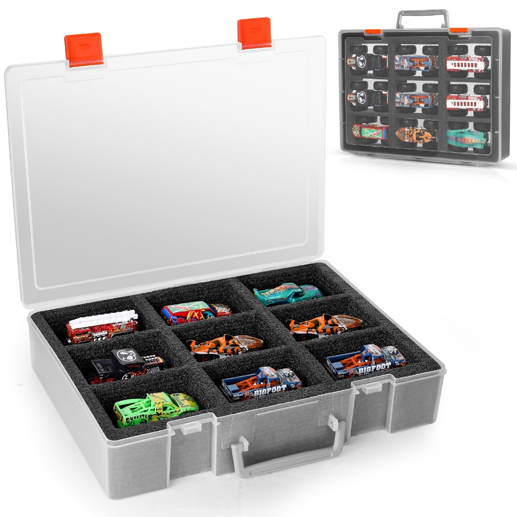 [เฉพาะกล่องไม่รวมของเล่น] Hot Wheels Hot Wheels Monster Truck Storage Box Portable Can Hold 9 Displa