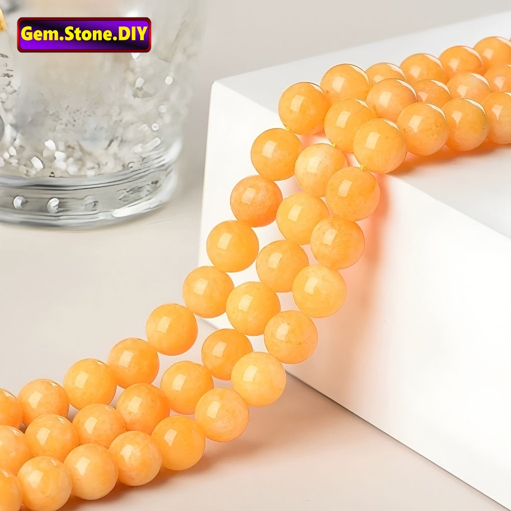 Honey Jade Natural Stone，Loose Bead หยกน้ําผึ้งหินธรรมชาติ หินคริสตัลแร่ส สำหรับทำสร้อยข้อมือ สร้อยคอ แหวน และต่างหู