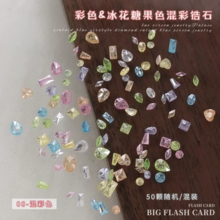 Rou Bao 50 ชิ้นเล็บ Mini สีสันZircon Water Drop Horse Eye 3Dเล็บตกแต่งศิลปะ
