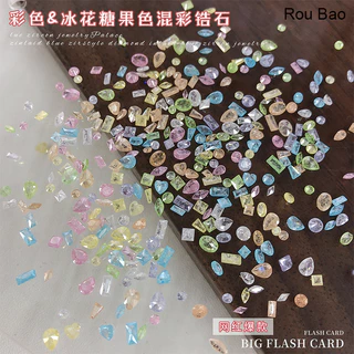 Rou Bao 50 ชิ้นเล็บ Mini สีสันZircon Water Drop Horse Eye 3Dเล็บตกแต่งศิลปะ