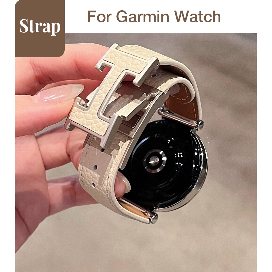 ผู้หญิง Soft Pebbled หัวเข็มขัดแม่เหล็กรูปตัว H Breathable สายรัดอเนกประสงค์สำหรับ Garmin 20 มม. 570