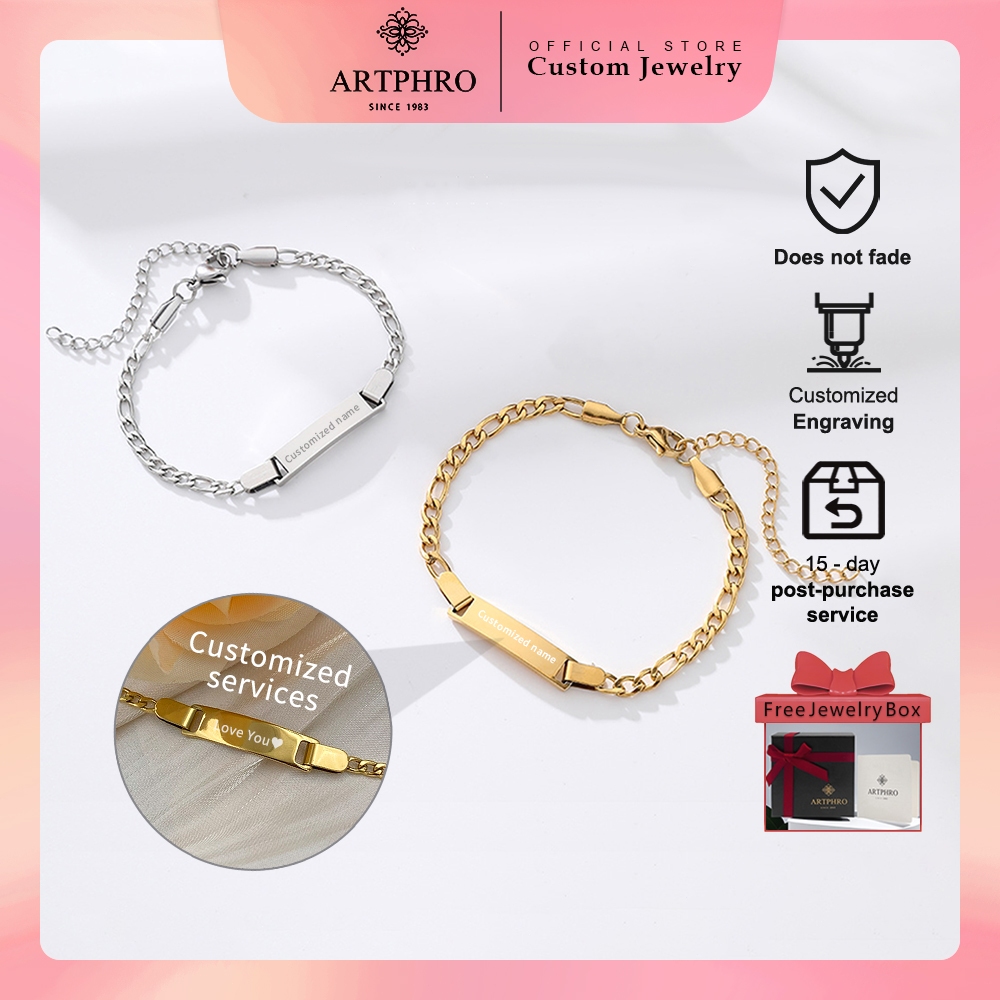[ปรับแต่ง] สร้อยข้อมือโค้งสแตนเลสสําหรับผู้หญิง ARTPHRO 15 ซม.+5 ซม. (โซ่เสริม)