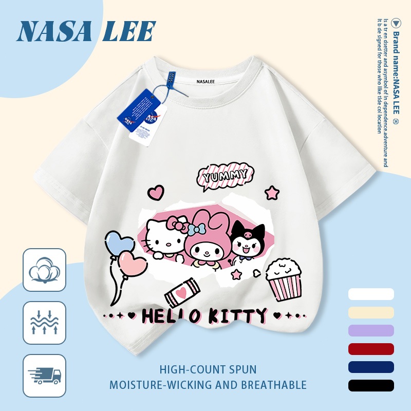 【จัดส่งวันเดียวกัน】เสื้อผ้าฝ้ายสีขาวสำหรับเด็ก ลายการ์ตูนน่ารัก สนุกสนาน ใส่แล้วระบายอากาศดี เหมาะสำหรับหน้าร้อน เป็นเสื้อแขนสั้น เหมาะสำหรับเด็กอายุ 3-16 ปี ทั้งชายและหญิง