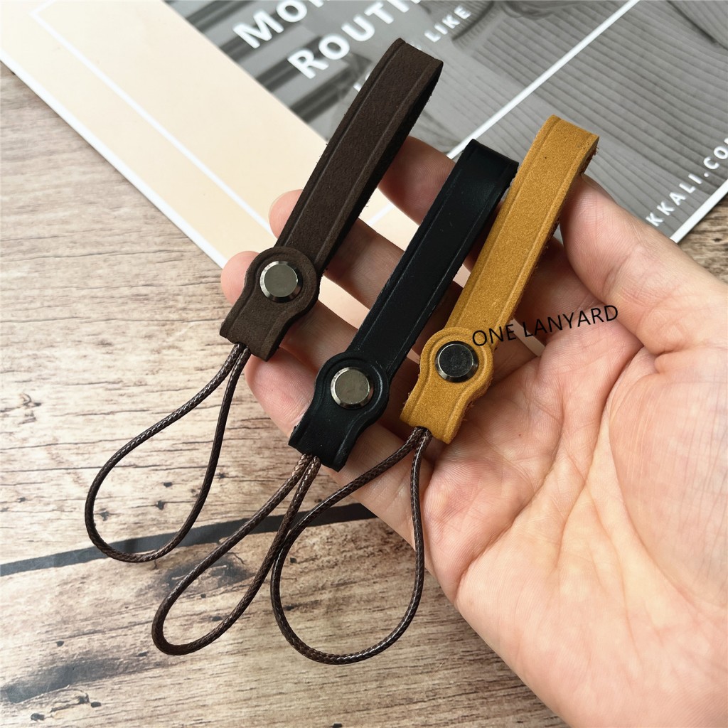 พวงกุญแจหนังแท้ Landyard Frosted Key Chain Cowhide Lanyard Vintage เชือกพรีเมี่ยมมือถือสายไฟ Hang อุปกรณ์เสริม String