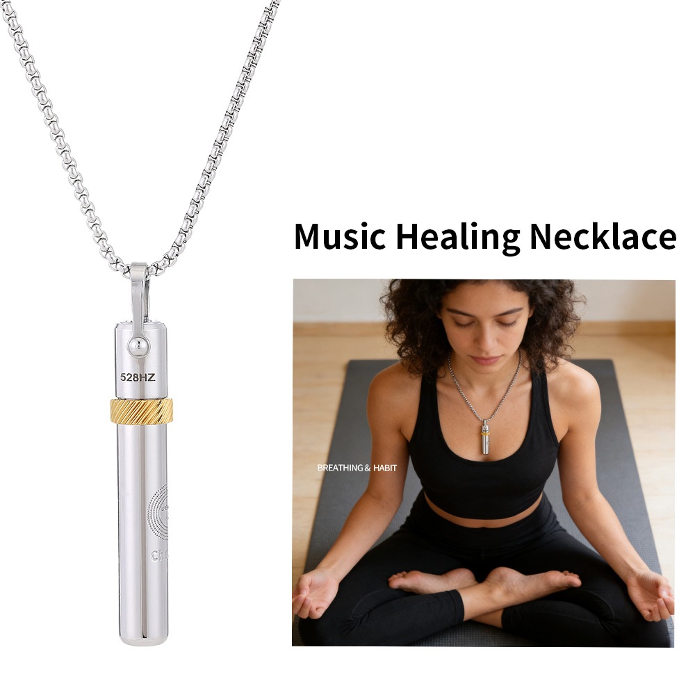 528Hz Healing ความถี่สร้อยคอหมุนบําบัดสมาธิจี้สําหรับความเครียดบรรเทาและความวิตกกังวลสแตนเลสเสียงนกห