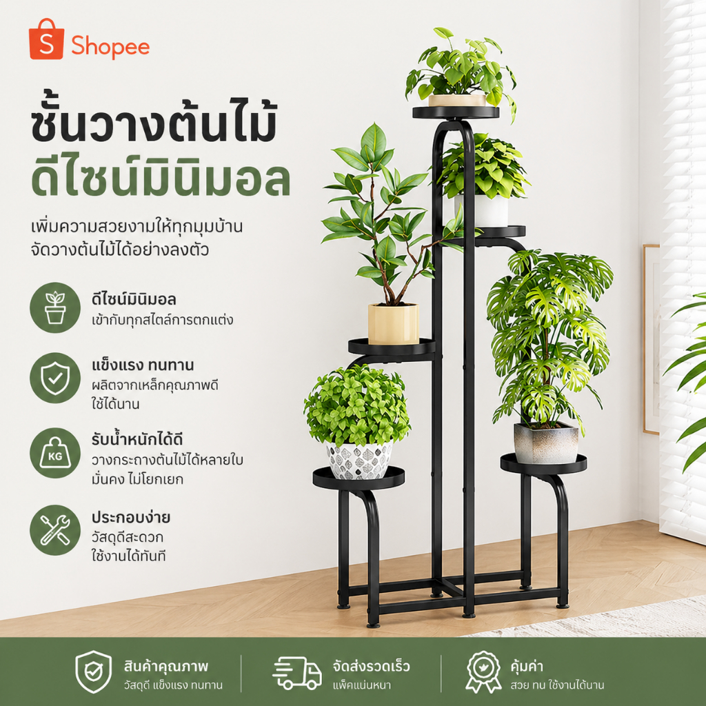 ขาตั้งกระถาง ชั้นวางกระถางต้นไม้ 3/4/5 ชั้นสูง เหล็กดัดจัดดอกไม้ รับน้ำหนักได้มาก ในร่มและกลางแจ้ง
