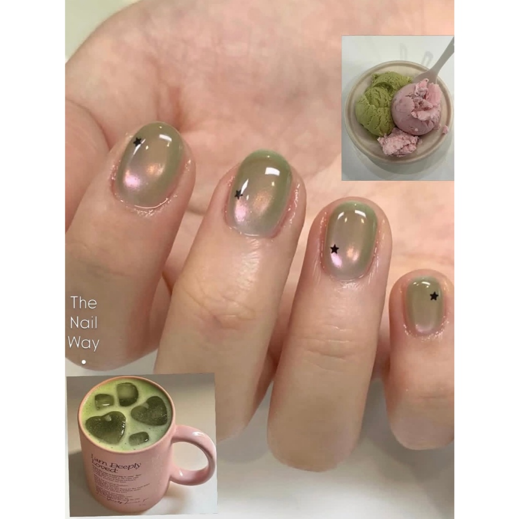 Guava Lemon Star Wear Nail ins Short Cat Eye Daily Pink Cat Light Nails Patch