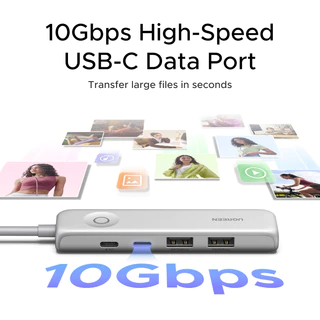 UGREEN ฮับ 5-in-1 100W PD Charge 4K@60Hz HDMI 10Gbps การถ่ายโอนข้อมูลพร้อมปุ่มล็อคหน้าจอสําหรับ MacBook
