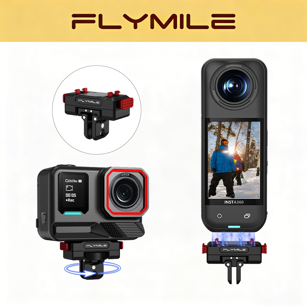 Flymile Magnetic Quick Release Mount, สําหรับ insta360 Ace Pro/2/X5, อะแดปเตอร์หมุนได้โลหะ