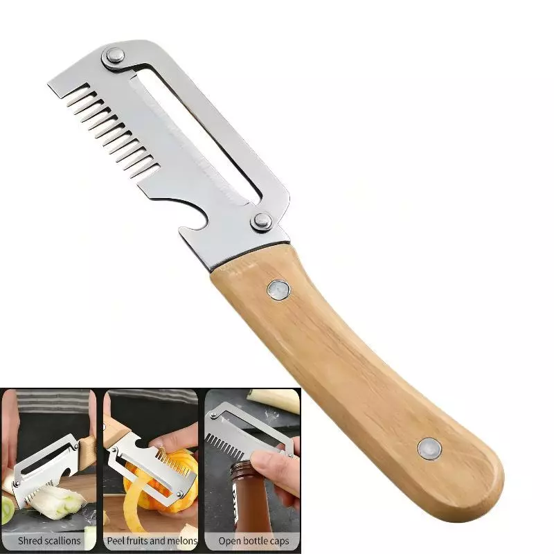 1PC Multi-Functional สแตนเลส Scallion Peeling เครื่องมือห้องครัวบ้านผัก Julinne Peeler & ที่เปิดขวดผลไม้ Peeler