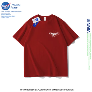 NASA เสื้อยืดชายหญิงแขนสั้น สไตล์ลำลอง summer วาฬ พิมพ์ลาย คอตตอน คอกลม หลวมและระบายอากาศ