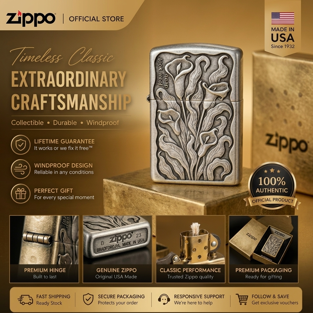Zippo Authentic "Spring Blossoms" ไฟแช็กกันลม, LZE-0981