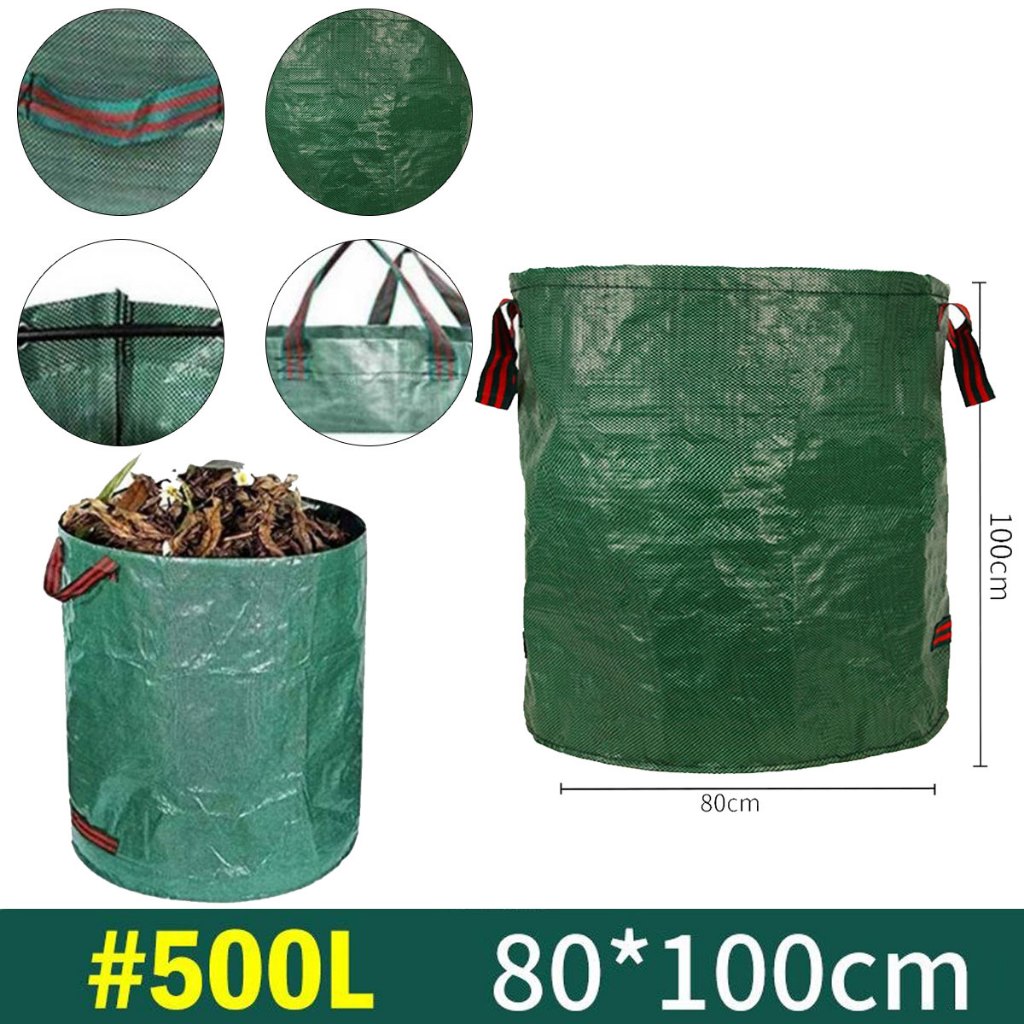 【500L】ถุงเก็บใบไม้ร่วง ถุงเก็บกิ่งไม้และใบไม้ ถุงใบสวน เก็บขยะโรงงานทำความสะอาดสวนสาธารณะ ถุงผ้า PP เบาพกพาสะดวก สามาเอาออกมาใช้ได้ทันที