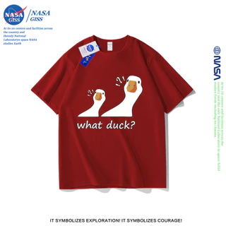 NASA เสื้อยืดชายหญิงแขนสั้น สไตล์ลำลอง summer what duck พิมพ์ลาย คอตตอน คอกลม หลวมและระบายอากาศ